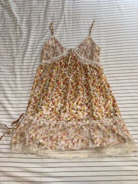 Free People Floral Lace Trim Slip Dress